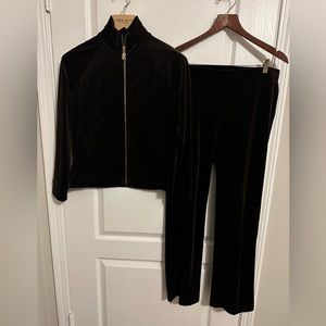 Ralph Lauren Chalet Brown Velour  Tracksuit Set Women's Medium